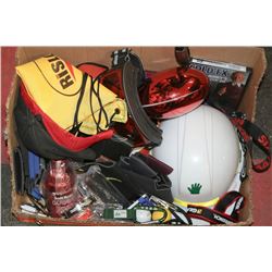 LOT WITH KEY CHAINS,LANYARDS,HARDHAT,BALL CAPS