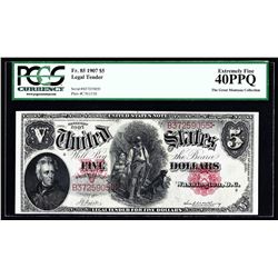 1907 $5 Legal Tender Woodchopper Note PCGS Extremely Fine 40PPQ
