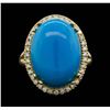 Image 2 : 14KT Yellow Gold 9.03ct Turquoise and Diamond Ring