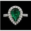 Image 2 : Platinum 1.90ct Emerald and Diamond Ring