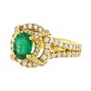 Image 2 : 14KT Yellow Gold 1.32ct Emerald and Diamond Ring