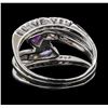 Image 4 : 10KT White Gold 0.34ct Tanzanite, Amethyst and Diamond Ring