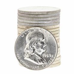 Roll of (20) 1959-D Brilliant Uncirculated Franklin Half Dollar Coins