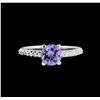 Image 2 : 14KT White Gold 1.30ct Tanzanite and Diamond Ring
