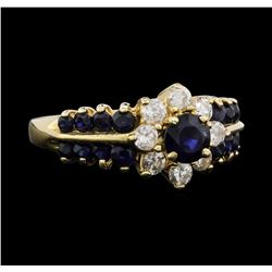 14KT Yellow Gold 1.10ctw Sapphire and Diamond Ring