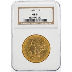 1904 $20 Liberty Head Double Eagle Gold Coin NGC MS64
