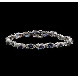14KT White Gold 9.09ctw Blue Sapphire and Diamond Bracelet