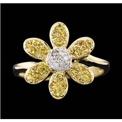14KT Yellow Gold 0.70ctw Yellow Sapphire and Diamond Ring