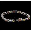 Image 3 : 14KT White Gold 11.30ctw Multi Color Sapphire Bracelet
