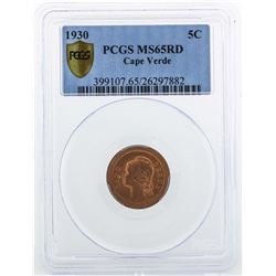 1930 Cape Verde 5 Centavos Coin PCGS MS65RD