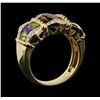 Image 4 : 14KT Yellow Gold 8.00ctw Multi Colored Gemstone and Diamond Ring