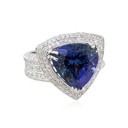 14KT White Gold GIA 8.97ct Tanzanite and Diamond Ring