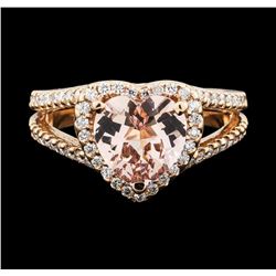 14KT Rose Gold 2.10ct Morganite and Diamond Ring