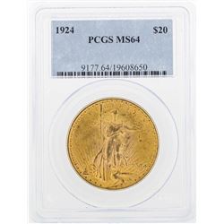 1924 $20 St. Gaudens Double Eagle Gold Coin PCGS MS64