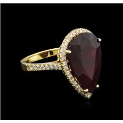14KT Yellow Gold 13.98ct Ruby and Diamond Ring