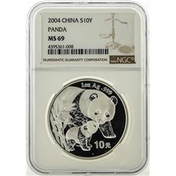 2004 China 10 Yuan Silver Panda Coin NGC MS69