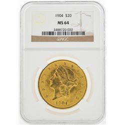 1904 $20 Liberty Head Double Eagle Gold Coin NGC MS64