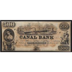 1800's $500 Canal Bank of New Orleans Obsolete Bank Note