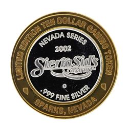 .999 Silver Sierra Sids Casino Sparks Nevada $10 Casino Limited Edition Gaming T