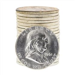 Roll of (20) 1961 Brilliant Uncirculated Franklin Half Dollar Coins