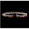Image 3 : 14KT White Gold 15.50ctw Mandarin Spessartites and Diamond Bracelet
