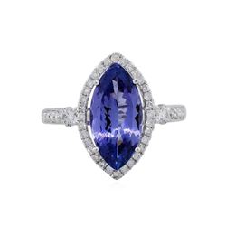 14KT White Gold 3.07ct Tanzanite and Diamond Ring