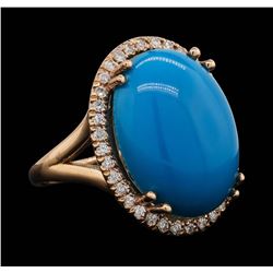 14KT Rose Gold 9.91ct Turquoise and Diamond Ring