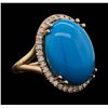Image 1 : 14KT Rose Gold 9.91ct Turquoise and Diamond Ring
