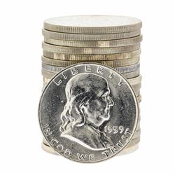 Roll of (20) 1959-D Brilliant Uncirculated Franklin Half Dollar Coins
