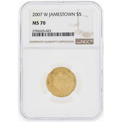 2007-W $5 Jamestown Commemorative Gold Coin NGC MS70