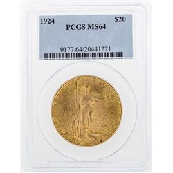 1924 $20 St. Gaudens Double Eagle Gold Coin PCGS MS64
