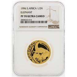 1996 South Africa 1/2 Natura Elephant 1/2 oz Gold Coin NGC PF70 Ultra Cameo