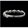 Image 3 : 14KT White Gold 0.20ctw Emerald and Diamond Ring
