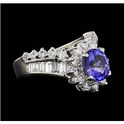 14KT White Gold 1.55ct Tanzanite and Diamond Ring