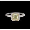 Image 2 : 14KT Two-Tone Gold 1.47ctw Fancy Light Yellow Diamond Ring