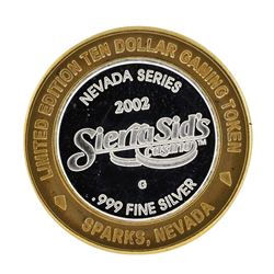 .999 Silver Sierra Sids Casino Sparks Nevada $10 Casino Limited Edition Gaming T