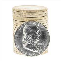 Roll of (20) 1961 Brilliant Uncirculated Franklin Half Dollar Coins