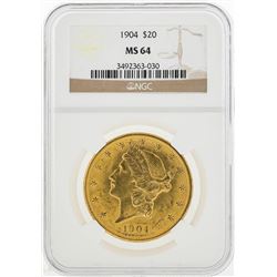 1904 $20 Liberty Head Double Eagle Gold Coin NGC MS64