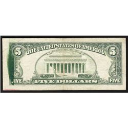 1981A $5 Federal Reserve Note ERROR Ink Smear
