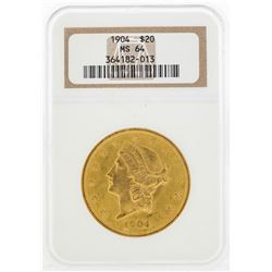 1904 $20 Liberty Head Double Eagle Gold Coin NGC MS64
