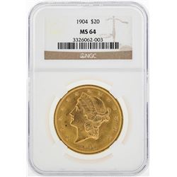 1904 $20 Liberty Head Double Eagle Gold Coin NGC MS64