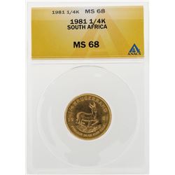 1981 1/4 oz South Africa Krugerrand Gold Coin ANACS MS68