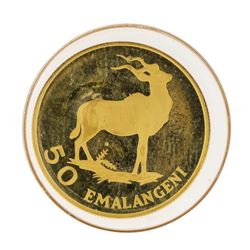 1975 Swaziland Africa 50 Emalangeni Sobhauz II Gold Coin