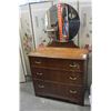 Image 1 : WALNUT 3-DRAWER DRESSER AND MIRROR