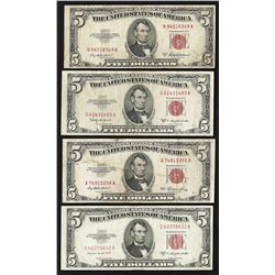 Lot of (4) 1953/A/B/C $5 Legal Tender Notes