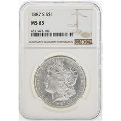 1887-S $1 Morgan Silver Dollar Coin NGC MS63