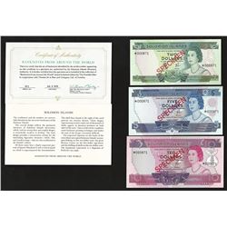 Set of (3) Solomon Islands Specimen Bank Notes