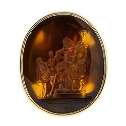 14KT Yellow Gold Amber Pendant