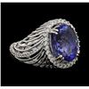 Image 1 : 18KT White Gold 8.01ct Tanzanite and Diamond Ring