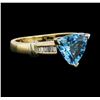 Image 1 : 14KT Yellow Gold 2.00ct Blue Topaz and Diamond Ring